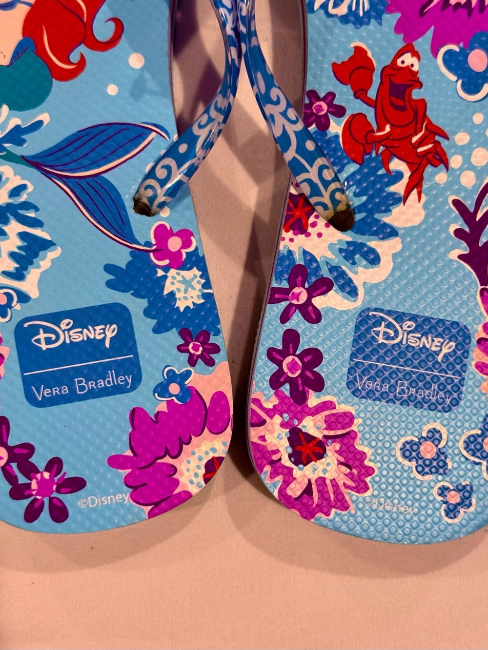New Vera Bradley Disney The Little Mermaid Flip Flops Womens Large 9-10 Ariel - Picture 5 of 11